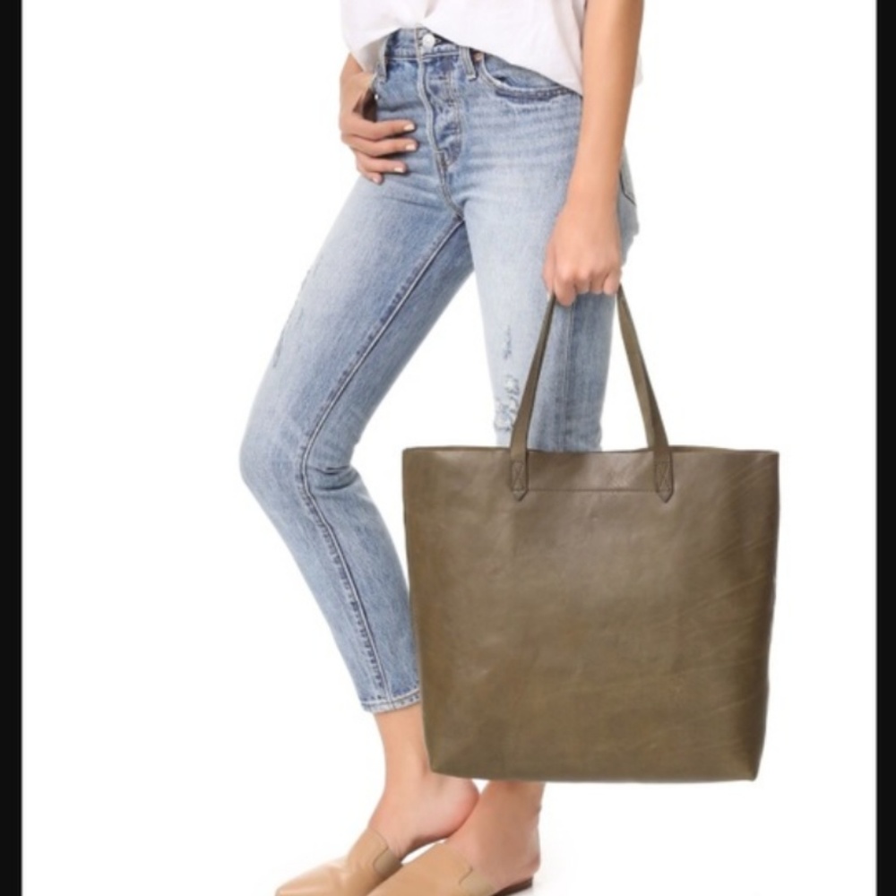 Madewell Olive Green Leather Tote